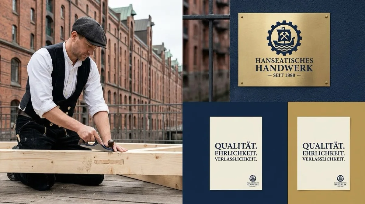 Handwerker bei der Arbeit mit Hobel vor historischer Backsteinkulisse, Symbolbild für Employer Branding im Handwerk