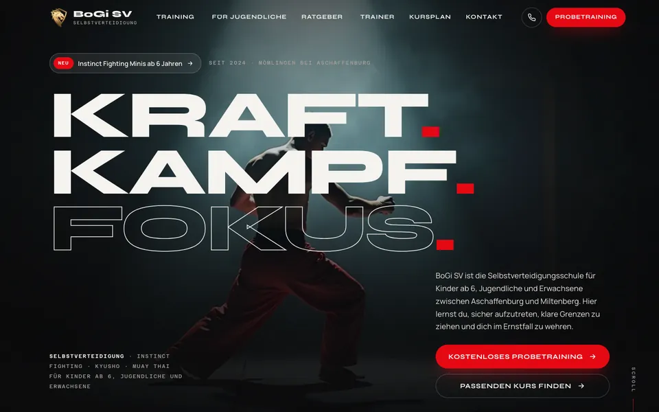 Startseite der Website von BoGi SV am Desktop, Screenshot vom 16.10.2026