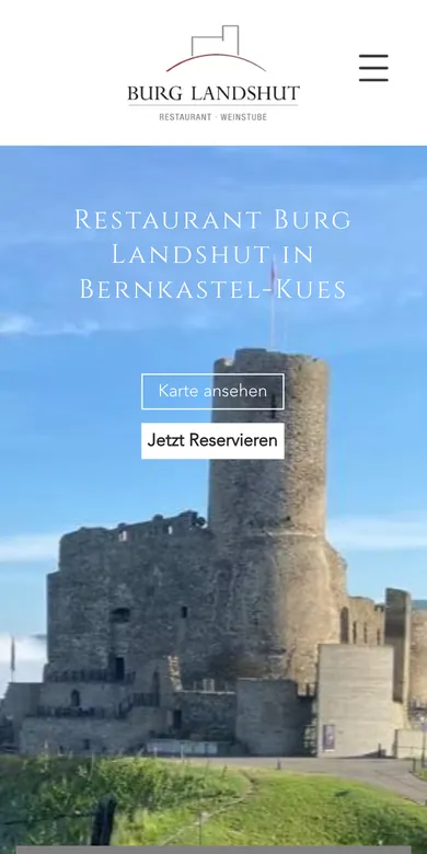 Startseite der Website von Burg Landshut auf dem Handy, Screenshot vom 17.10.2026