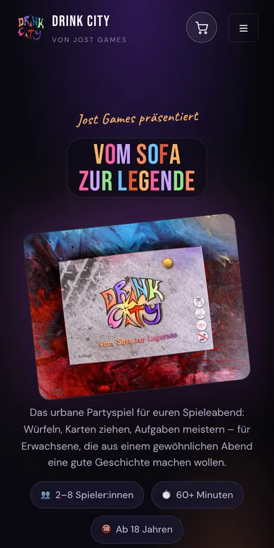 Startseite der Website von Jost Games auf dem Handy, Screenshot vom 16.10.2026