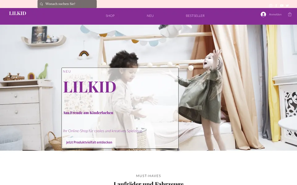 Startseite der Website von LILKID am Desktop, Screenshot vom 16.10.2026