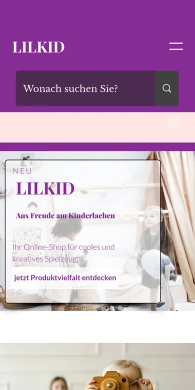 Startseite der Website von LILKID auf dem Handy, Screenshot vom 16.10.2026