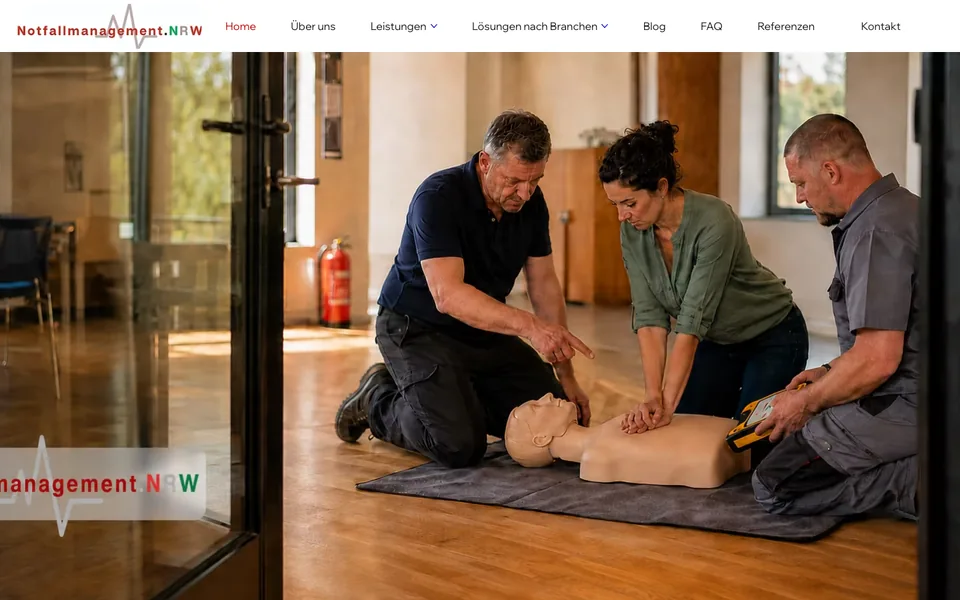 Startseite der Website von Notfallmanagement NRW am Desktop, Screenshot vom 17.10.2026