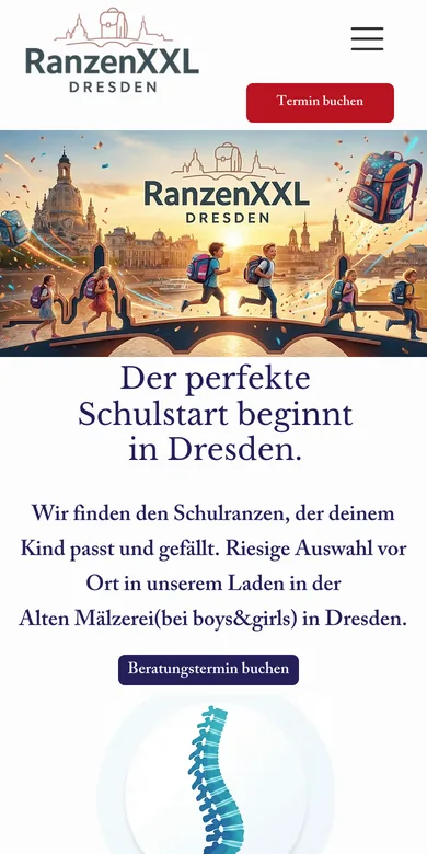 Startseite der Website von Ranzen XXL Dresden auf dem Handy, Screenshot vom 17.10.2026