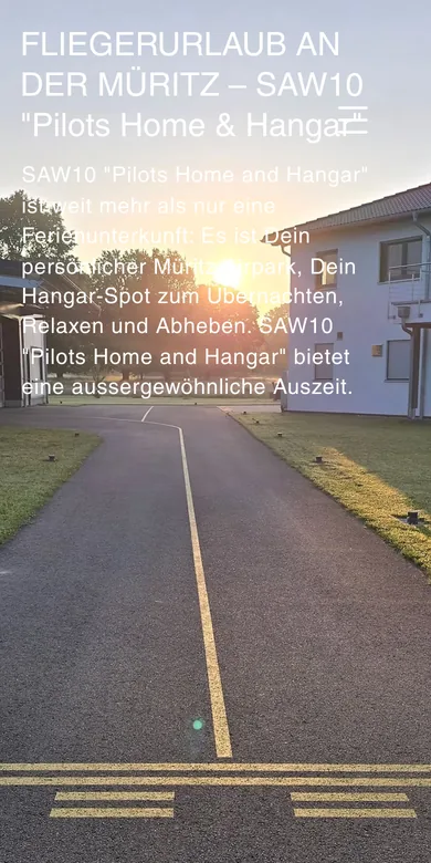 Startseite der Website von SAW10 Pilots Home & Hangar auf dem Handy, Screenshot vom 17.10.2026