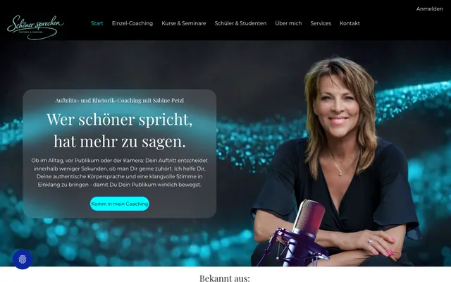 Startseite der Website von Schöner sprechen am Desktop, Screenshot vom 17.10.2026