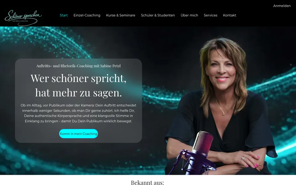 Startseite der Website von Schöner sprechen am Desktop, Screenshot vom 17.10.2026