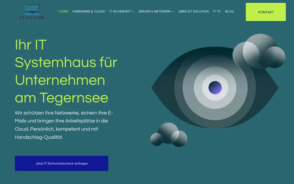 Startseite der Website von ZIT Solution am Desktop, Screenshot vom 17.10.2026