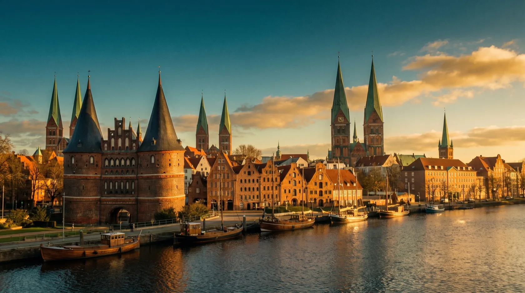Lübeck von oben: Altstadt, Hafen und Ostsee